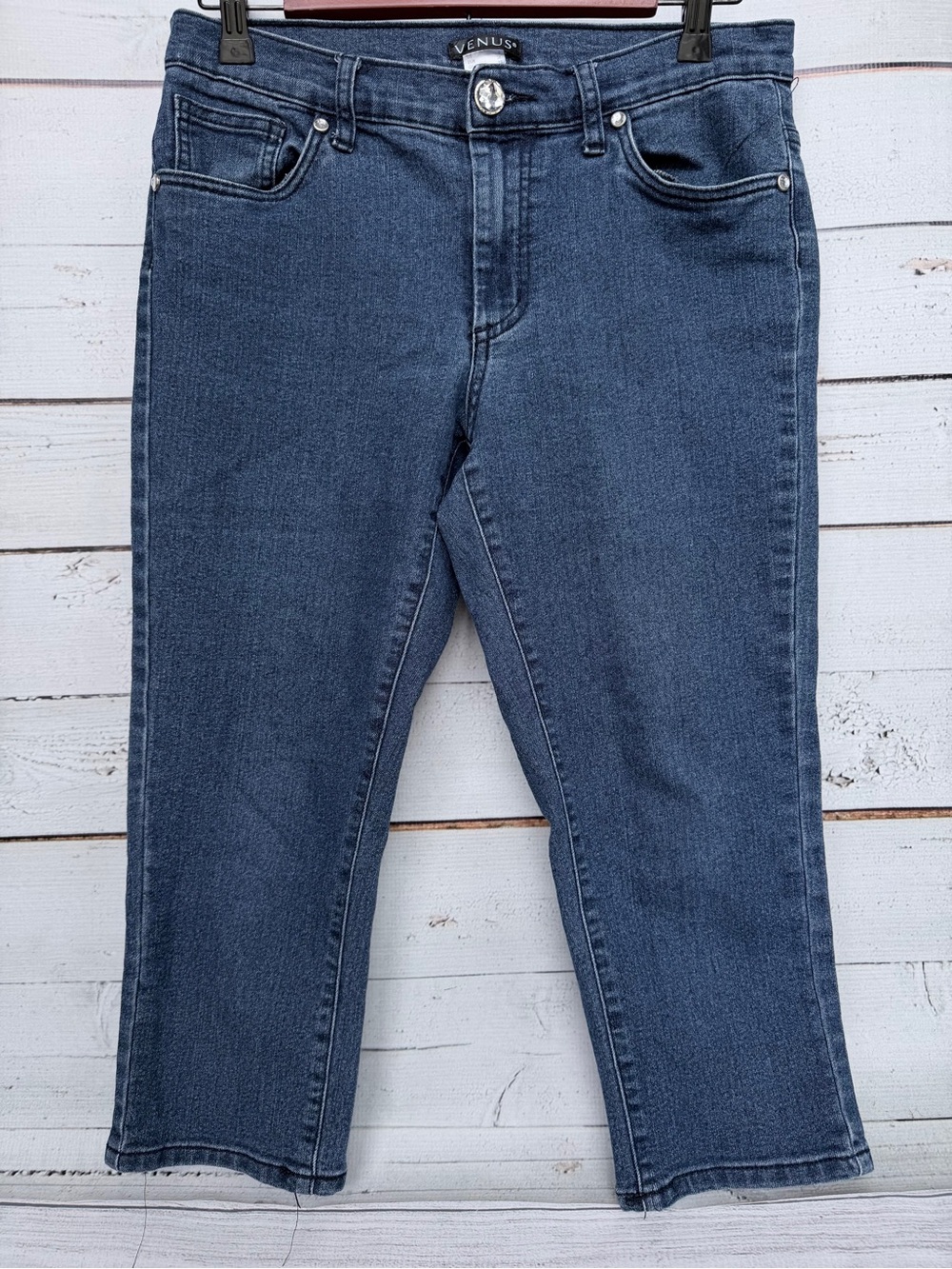 VENUS Rhinestone Button Crop Skinny Capri Jeans Size 6 #168